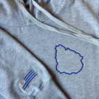 Canguro con contorno de Uruguay bordado