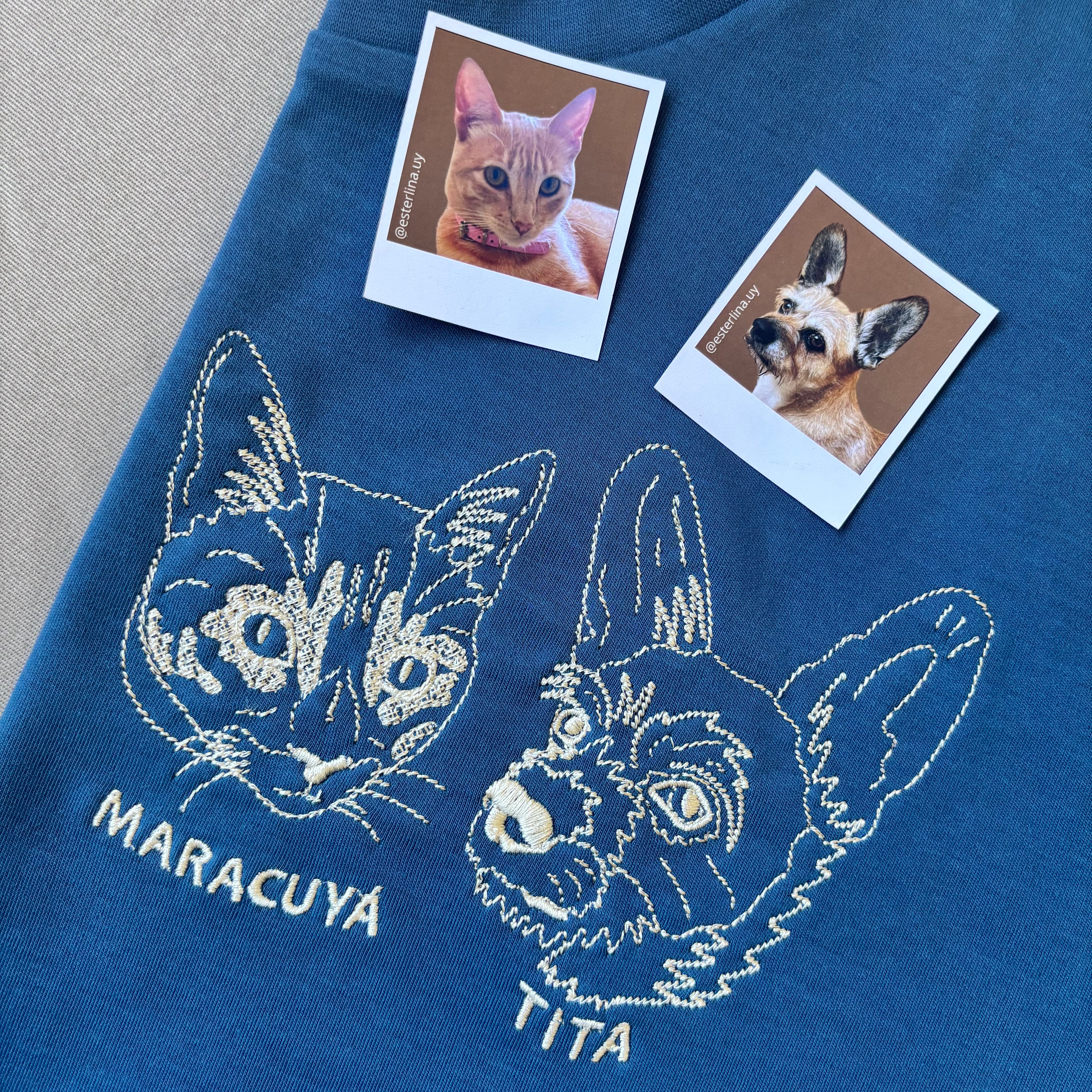 Remera con mascota bordada lineal