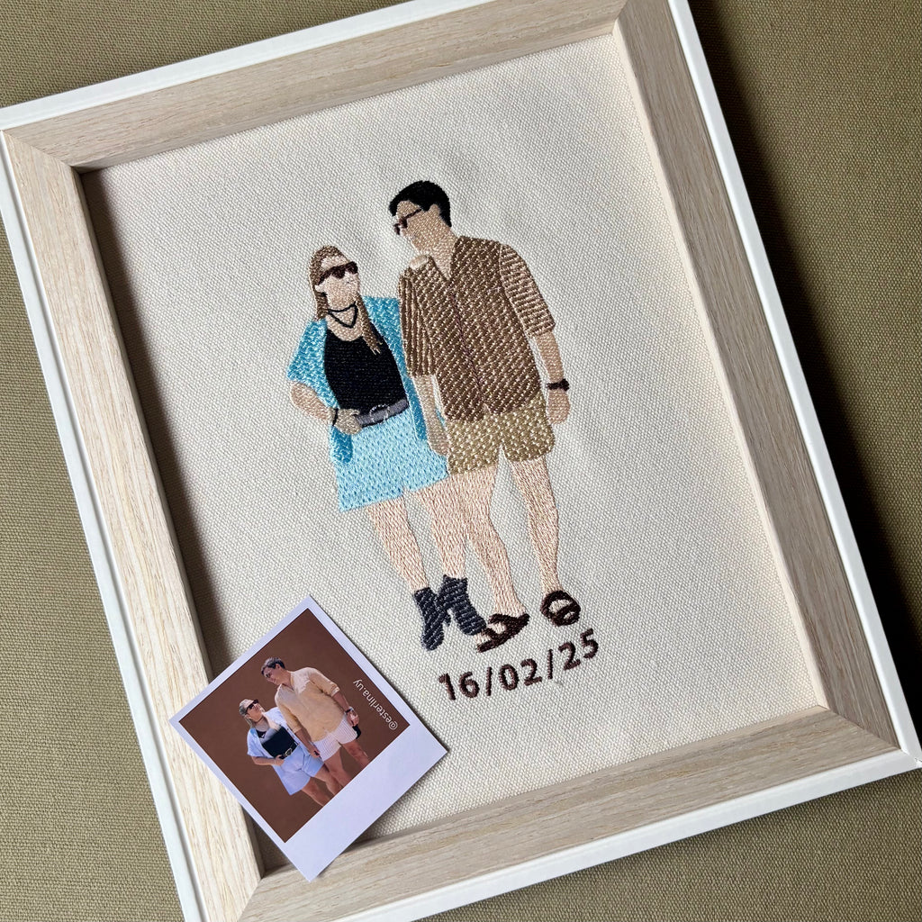 Cuadro con foto bordada