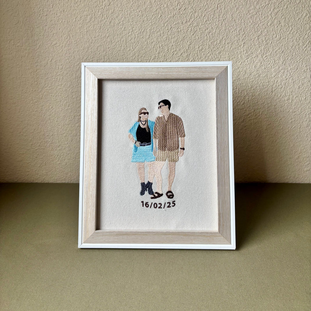 Cuadro con foto bordada