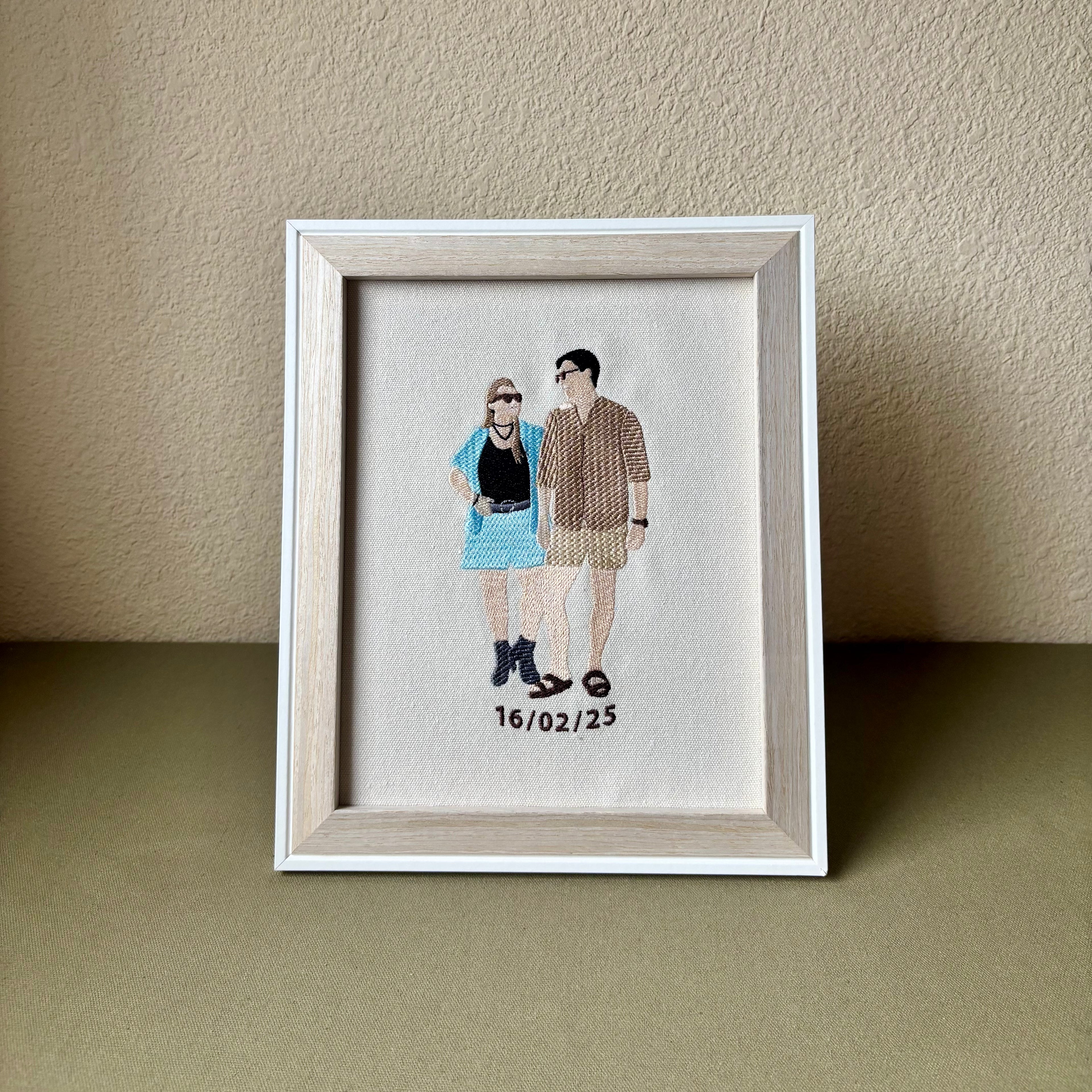 Cuadro con foto bordada