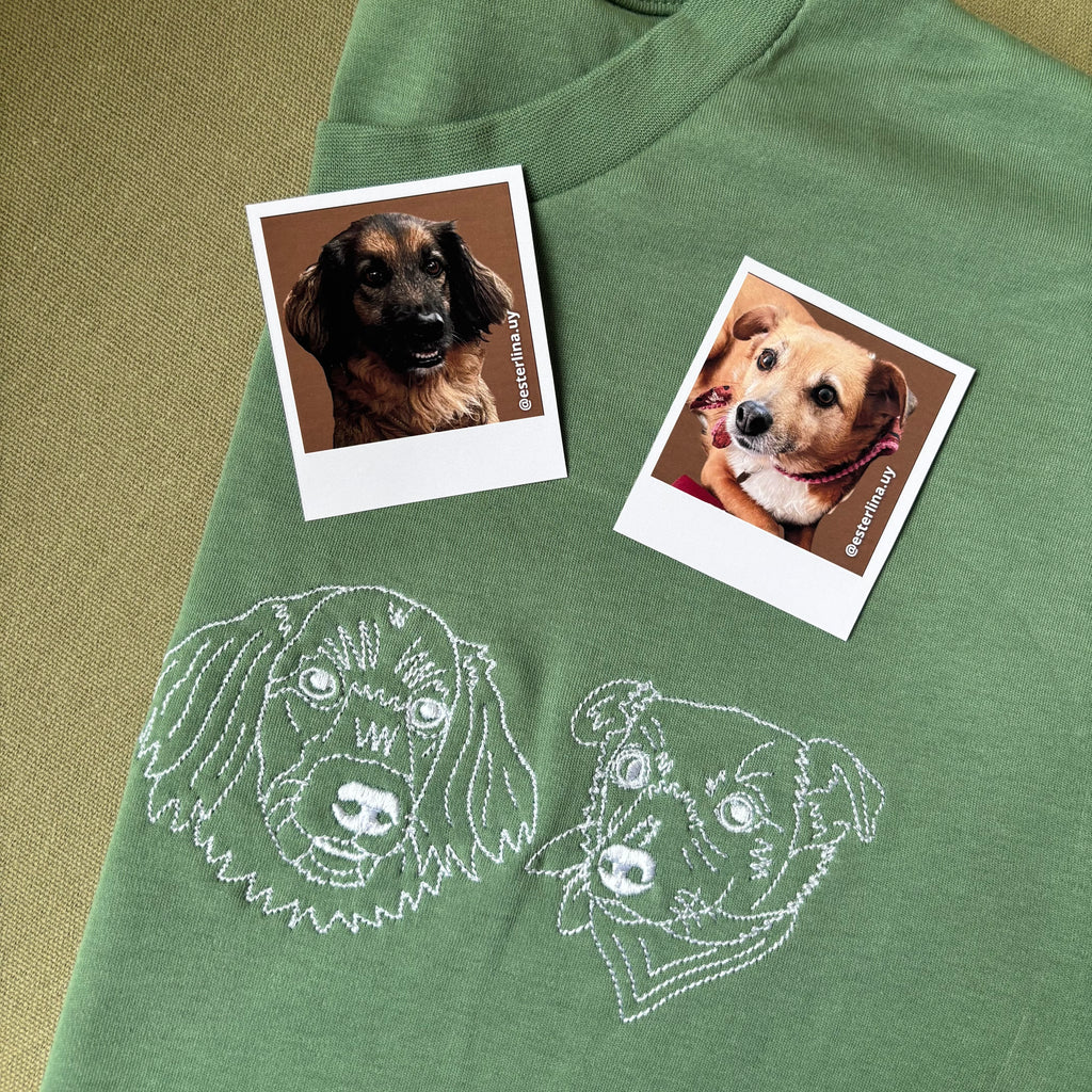 Remera con mascota bordada lineal
