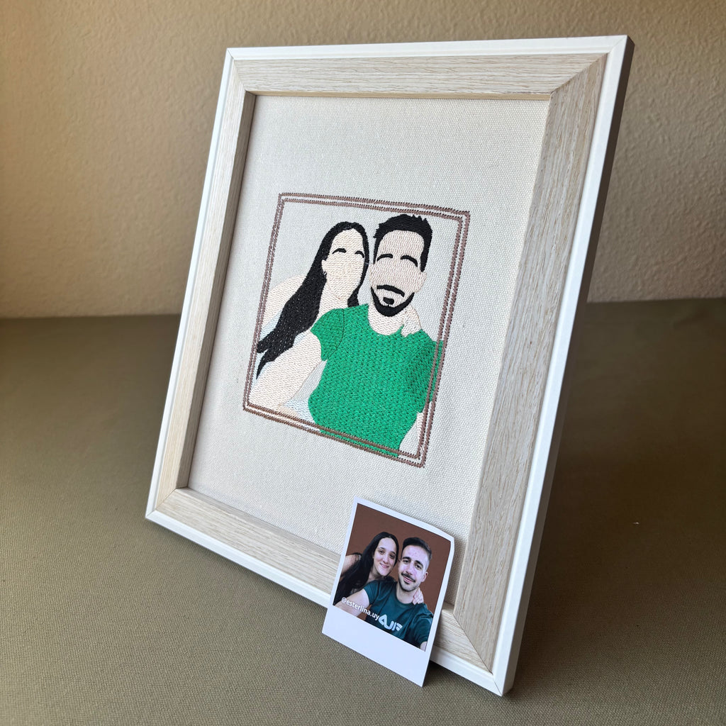 Cuadro con foto bordada