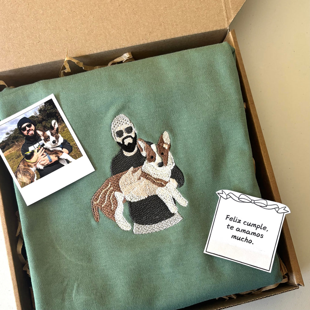 Remera con foto bordada