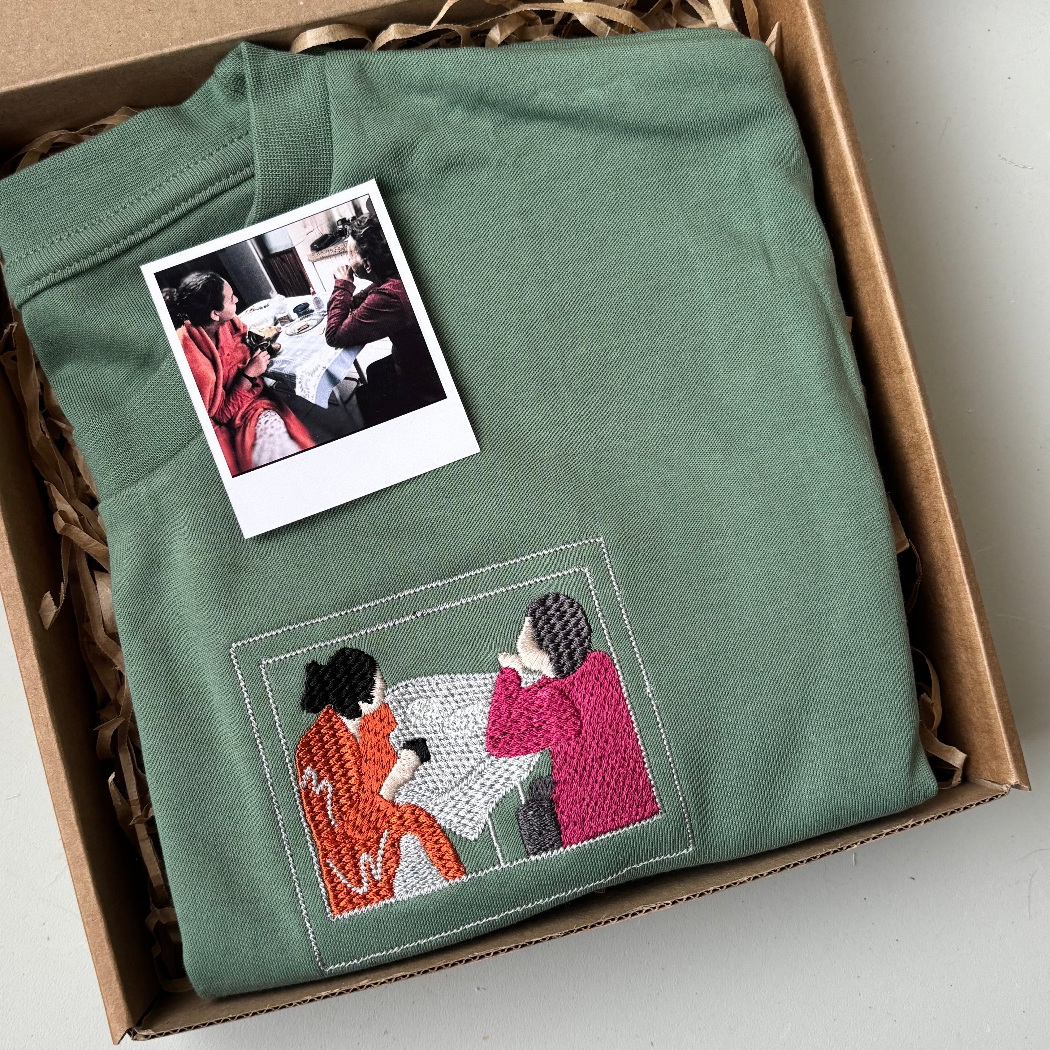 Remera con foto bordada