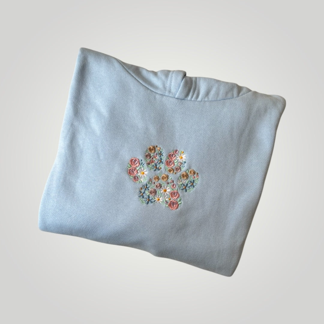 Canguro bordado con huella de flores