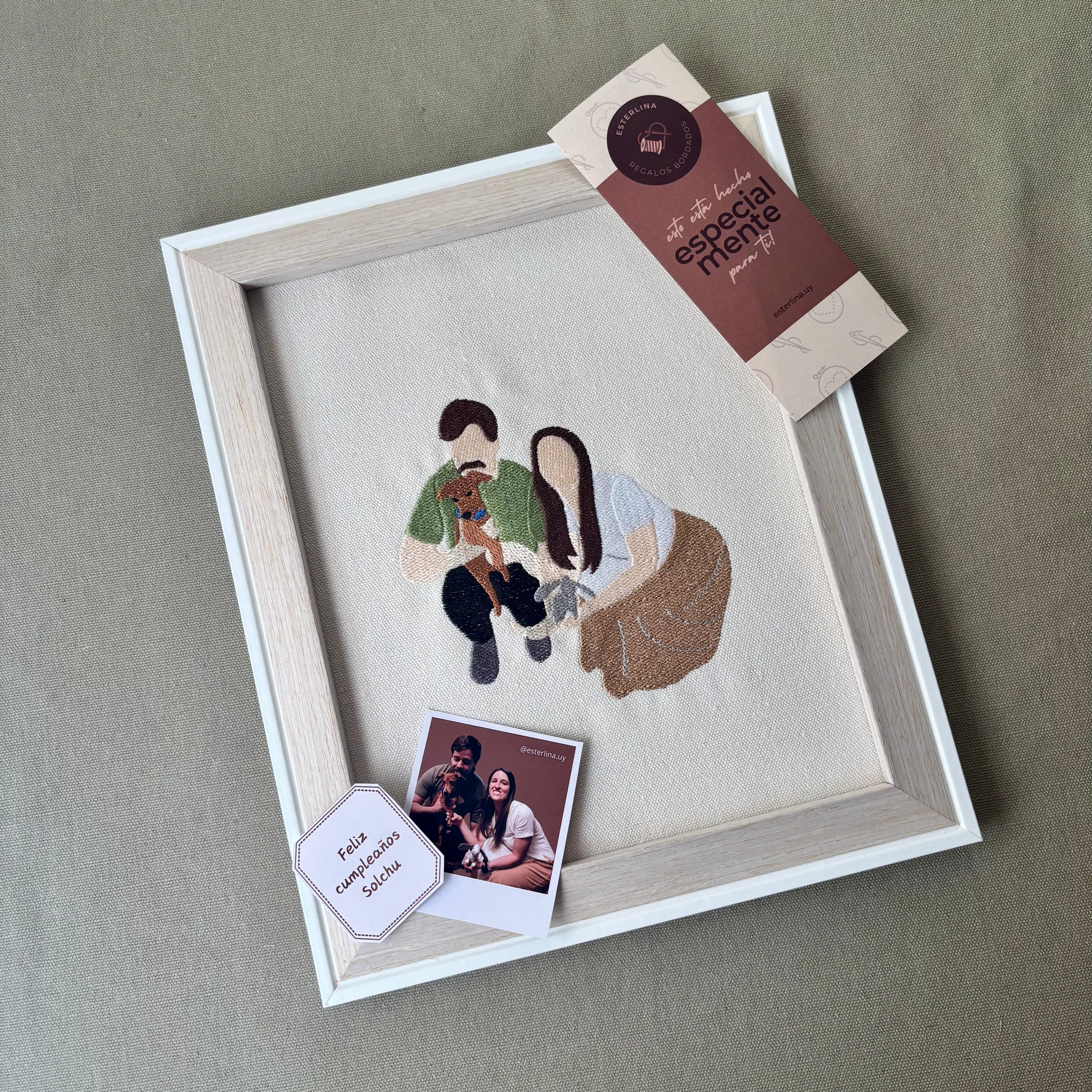 Cuadro con foto bordada