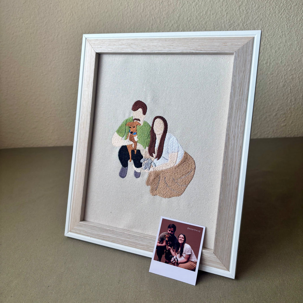 Cuadro con foto bordada