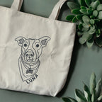 Tote bag con mascota bordada lineal