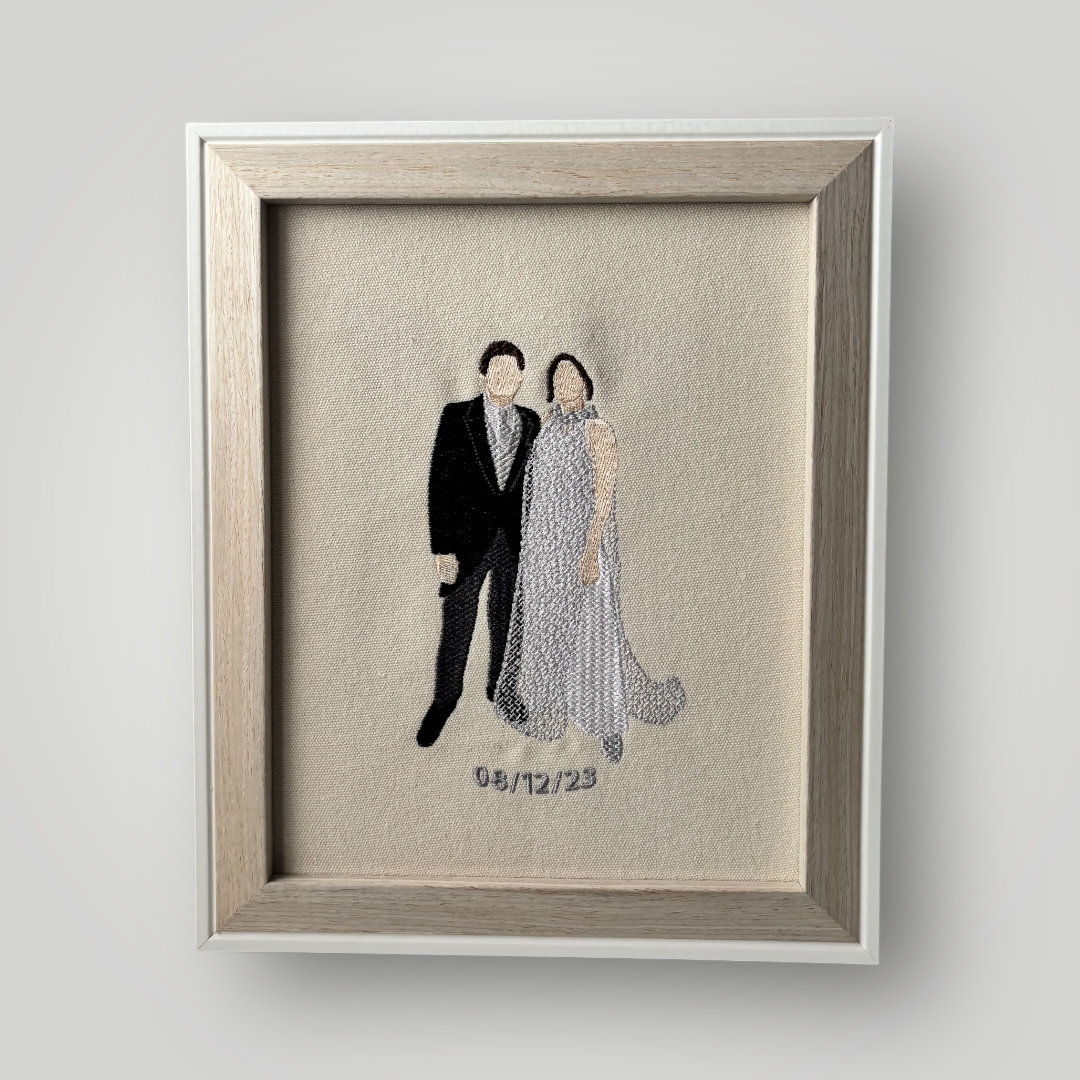 Cuadro con foto bordada