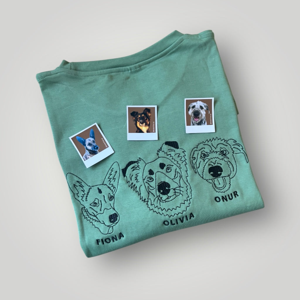 Remera con mascota bordada lineal