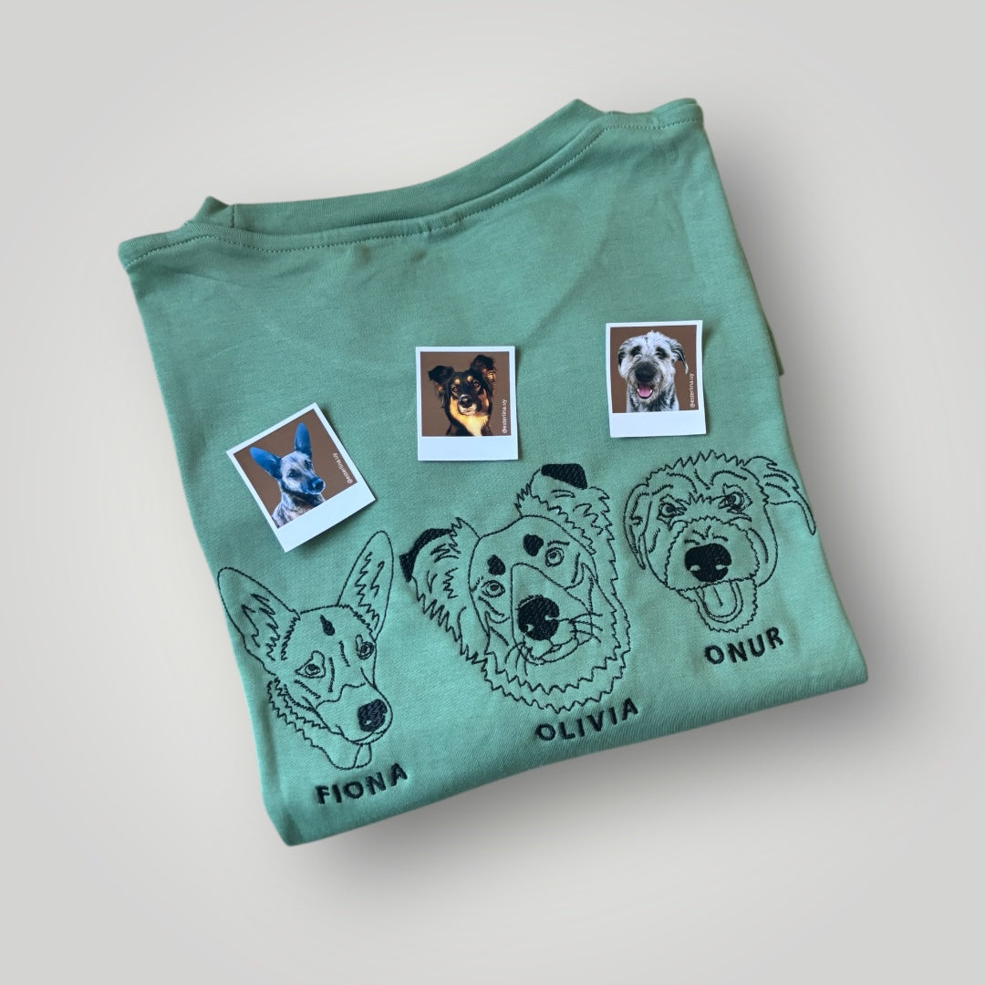 Remera con mascota bordada lineal