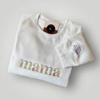 Buzo bordado floral "MAMÁ" personalizado
