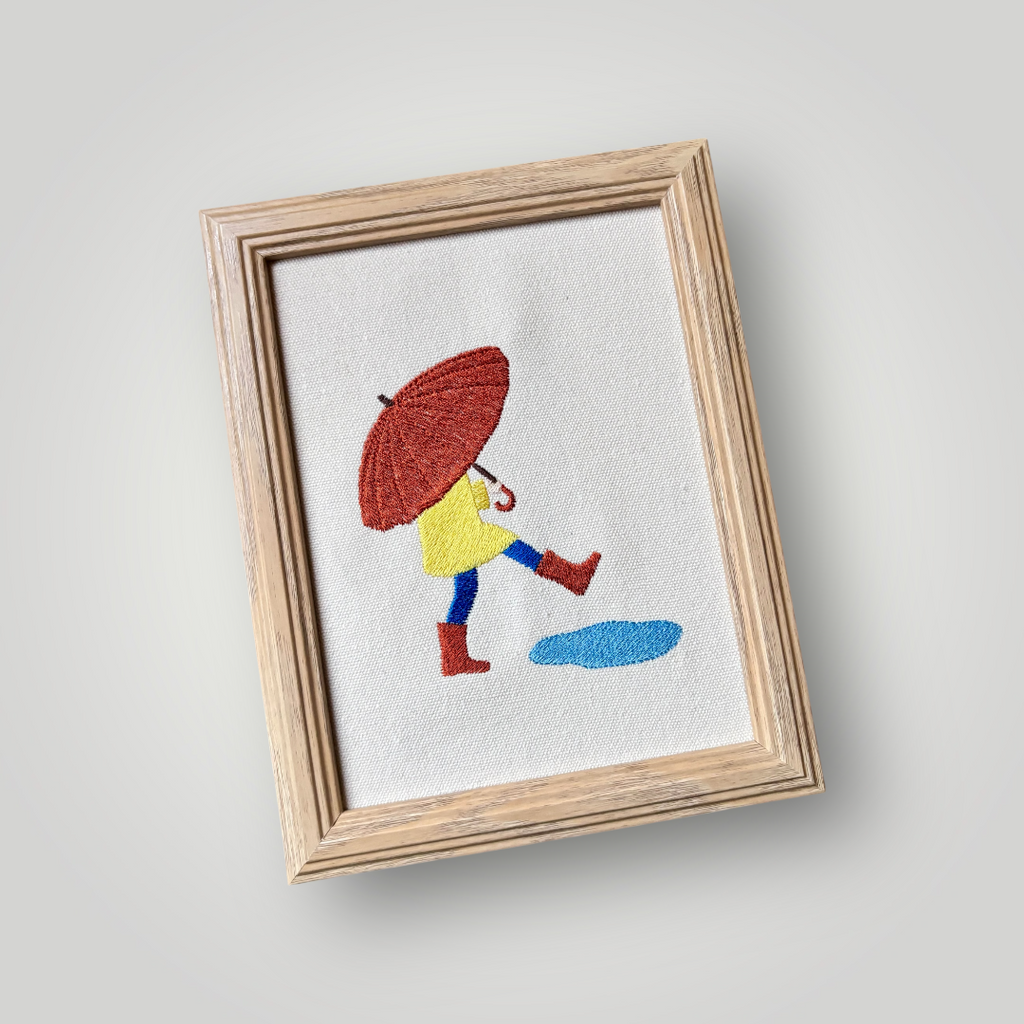 Cuadro bordado de lluvia