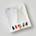 Remera bordada con helados uruguayos