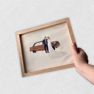 Cuadro con foto bordada