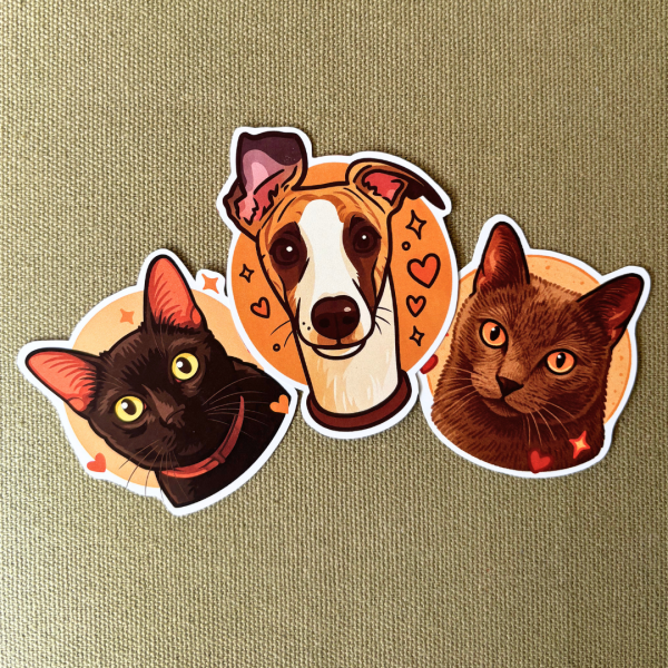 Kit de 2 stickers ilustrados de mascotas