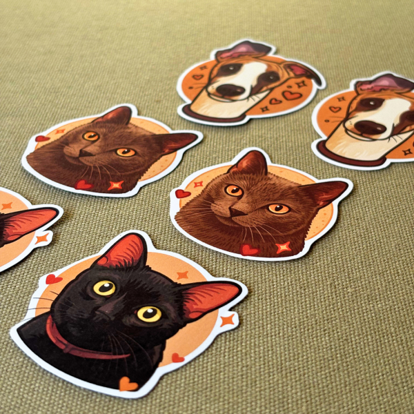 Kit de 2 stickers ilustrados de mascotas