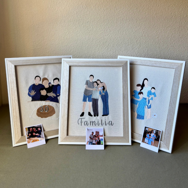 Cuadro con foto bordada