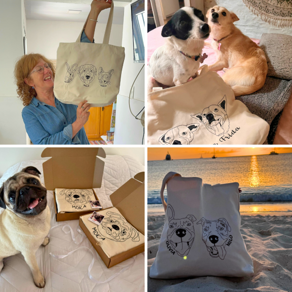 Tote bag con mascota bordada