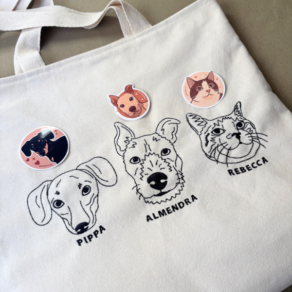 Tote bag con mascota bordada