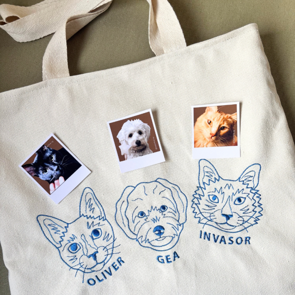 Tote bag con mascota bordada