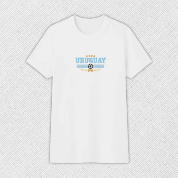 Remera básica con bordado "Uruguay Mundial"