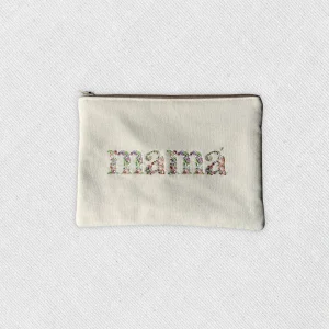 Neceser beige con bordado "Mamá"