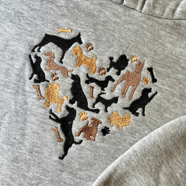 Bordado "Corazón de perritos"