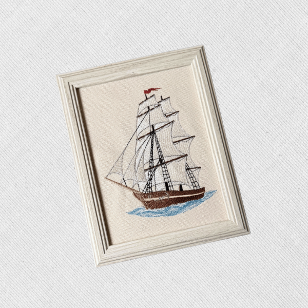 Cuadro con bordado "Barco de vela"