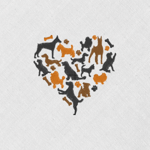 Bordado "Corazón de perritos"