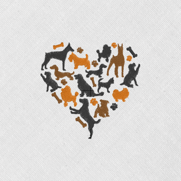 Bordado "Corazón de perritos"