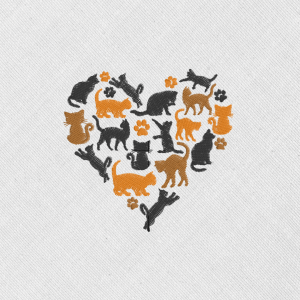 Bordado "Corazón de gatitos"