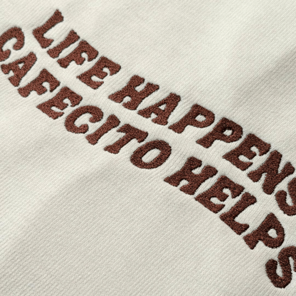 Bordado "Life happens, cafecito helps"