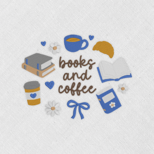 Bordado "books and coffee"